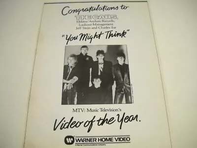 The CARS You Might Think MTV Video Of The Year CONGRATS! 1984 Promo Poster Ad • $9.95