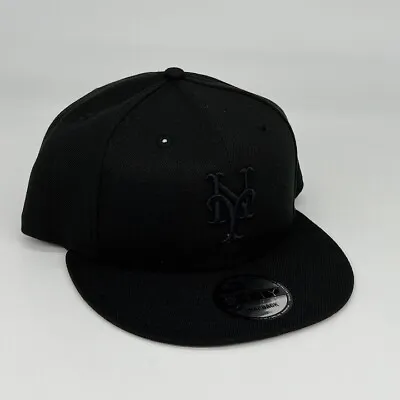 New York Mets 9FIFTY Adjustable Snapback New Era Cap - Black On Black - NWT • $29.69