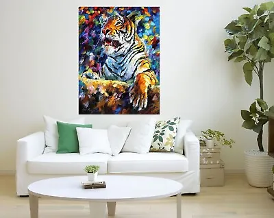 Leonid Afremov ANGRY TIGER Painting Canvas Wall Art Picture Print HOME • £39