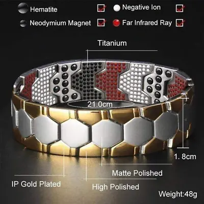 Magnetic Men's Stainless Steel Bangle Healing Energy Arthritis Therapy Bracelet • $9.99