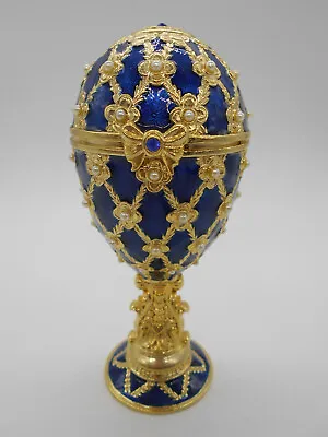 FabergÉ Egg Reproduction: Sublime Jewelry Box & Blue & Gold Clock • £81.17
