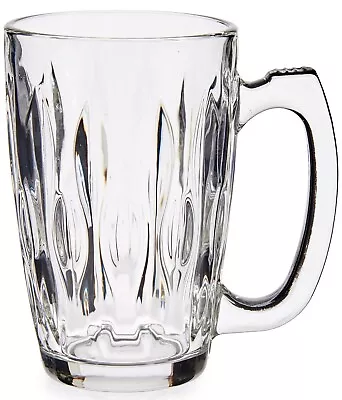 Set Of 6 LARGE Clear Glass Coffee Mugs Tea Cappuccino Mug Glass Cups 340ml • £18.99