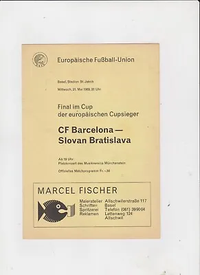 1969 ECWC Final.Barcelona V Slovan Bratislava. • £7.49