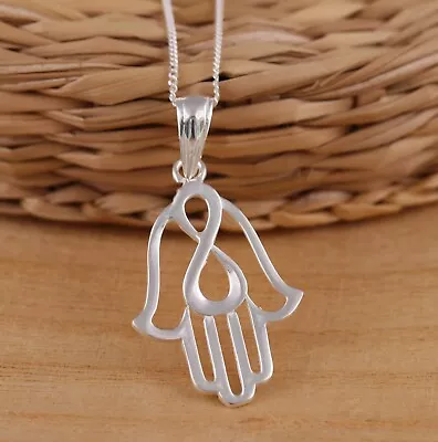 925 Sterling Silver Hamsa-Hand Of Fatima Infinity Pendant Necklace Chain Boxed • £12.98