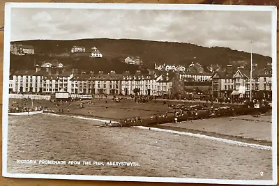 Aberystwyth Victoria Promenade From The Pier C1920 Real Photo Postcard • £3.50
