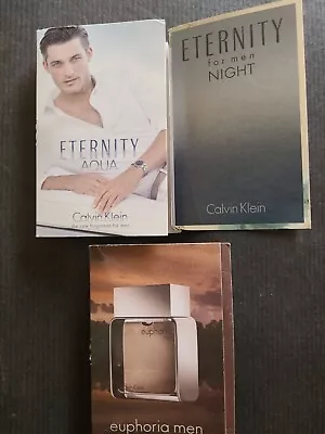 Calvin Klein Euphoria Men Eternity Night & Aqua Eau De Toilette 1.2ml X 3 BN! • £8.99