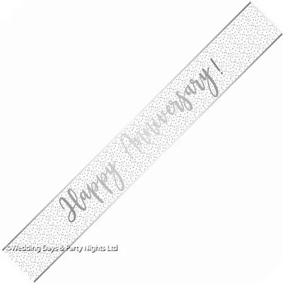 £2.48 • Buy 9ft Silver + White Happy Wedding Anniversary Foil Banner Party Wall Decorations