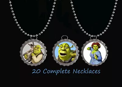 Shrek Donkey Fiona Bottle Cap Necklaces Birthday Party Favors Lot Of 20 Loot Bag • $18.99