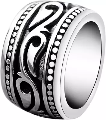 Trendy Wide Stainless Steel Celtic Band Thumb Ring For Men Manly Vintage Punk Bi • $24.99