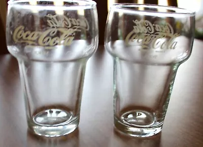 2 Unique Vintage Clear Coke Coca-Cola Clear Glasses 8 Ounce • $3.99