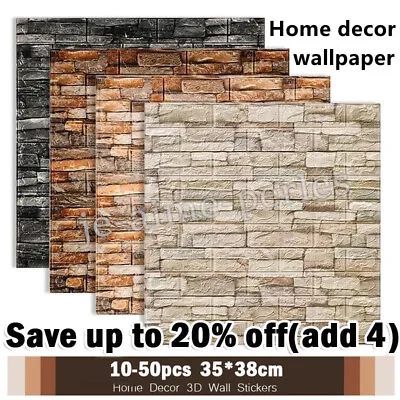 £16.99 • Buy 50X 3D Tile Brick Wall Sticker Wallpaper Self-adhesive Waterproof Foam Panel-UK-