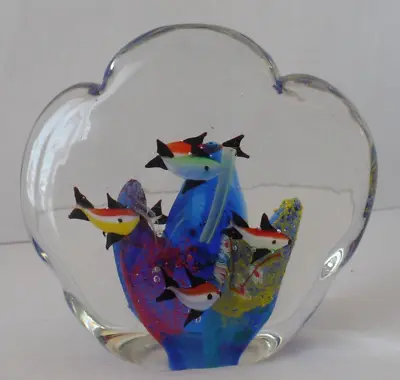 Murano Style Art Glass Fish Aquarium Heavy Paperweight 5 1/4  Tall • $26.99
