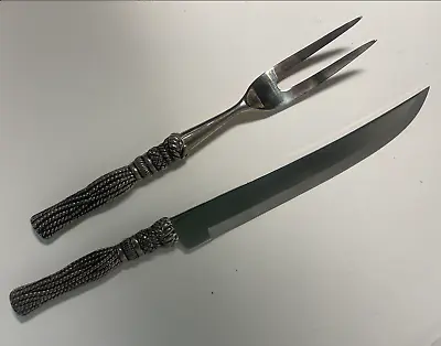 Vintage Silea  Cartizone  Silver Plate Carving Knife And Meat Fork Set Italy • $92.73