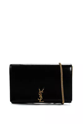 Yves Saint Laurent Grain De Poudre Monogram Leather Chain Wallet Handbag Black • $2336.07