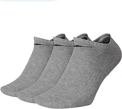 Nike Everyday SX7673-064 Gray Cotton No Show Socks Size Large (3-Pack) SS333 • $14.99