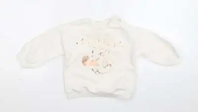 Disney Girls White Cotton Pullover Jumper Size 9-12 Months - Minnie Mouse • £2.75