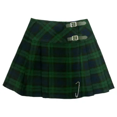 Scottish Women Mini Black Watch Tartan Kilt/Ladies Skirt 16' Long Free Kilt Pin • $21.01