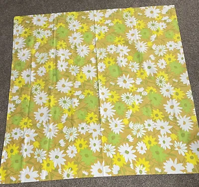 Vintage 50’s 60’s Square Tablecloth 50x51 Brown Yellow Green White Floral Flower • $29.99