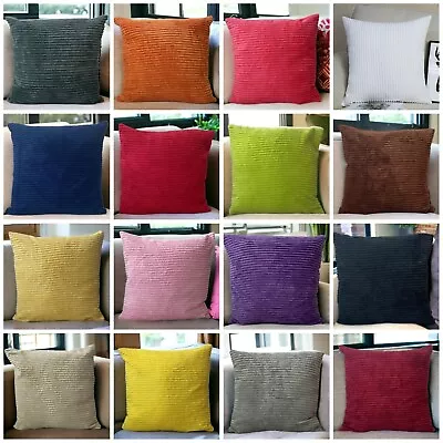 Cushion Covers Cord Jumbo Plain Super Soft Luxury 18x18  45x45cm - 16 Colours • £0.99