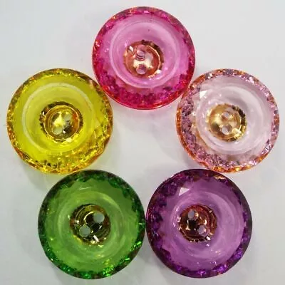 5 COLOUR 25mm Large Round Mirror Back Faceted Chunky Dress BUY 2 4 8 Buttons 867 • £3.50