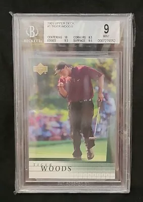 2001 Upper Deck RC #1 TIGER WOODS BGS 9 MINT W/ 10 Centering • $169.99