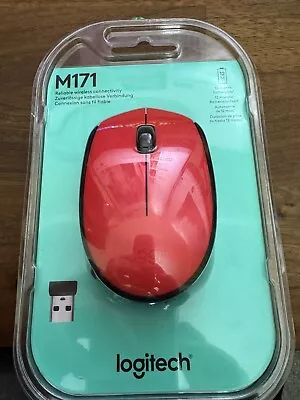 Logitech M171 Wireless Mouse 2.5GHz With USB Mini Receiver - Red -  FREE P&P • £12.99