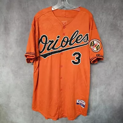 Majestic Authentic MLB Baltimore Orioles Moran 3 Orange Jersey Mens 52 2XL • $59.99