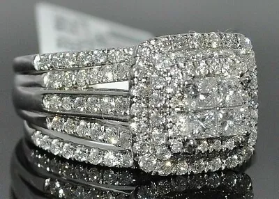 3.25Ct Princess Cut Lab-Created Diamond 14k White Gold Engagement Trio Ring Set • $300