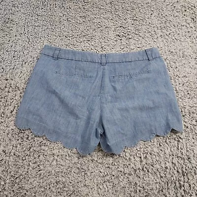 J Crew Shorts Womens 10 Blue Preppy Classiccore Normcore Chambray Scallop Hem • $17.99