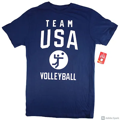 NEW Team USA Volleyball Navy Blue T-shirt White Summer Olympics Vintage Design • $14.95