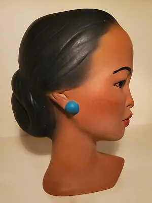 Vintage Polynesian Marwal Head Bust Chalkware With Ear Rings • $40