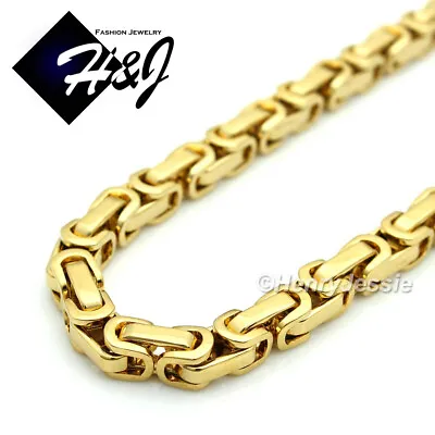 18 -40 MEN Stainless Steel WIDE 8mm Gold Plated Byzantine Box Chain Necklace*T • $21.99