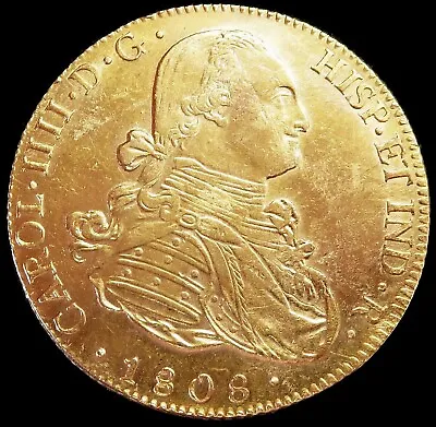 1808 Pts Pj Gold Bolivia 8 Escudos Ferdinand Vii Coin Potosi Mint • $2850
