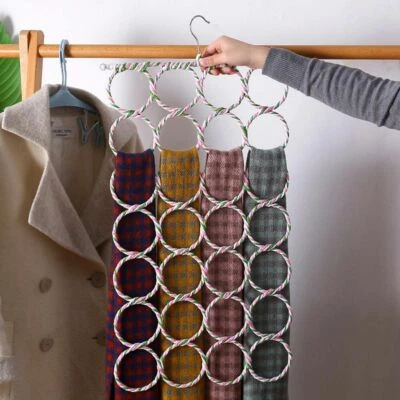£7.79 • Buy Hijab Storage 12/16/28 Hole Scarf Holder Ring Rope Tie Shawl Organiser Hook Rack