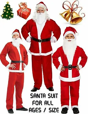 £8.48 • Buy Adult Kids Santa Claus Father Christmas Suit Fancy Dress Costume Xmas Outfit