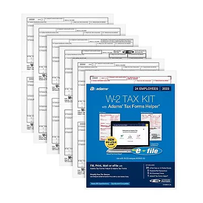 Adams 2023 W2 2 Tax Forms Kit With Adams Tax Forms Helper And 5 Free EFiles • $13.36