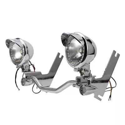 Chrome Passing Turn Signals Lamp Driving Fog Spot Light Bar Kit For Motorcycle • $119.99