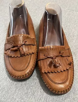 Vtg DEXTER Womens Comfort Kiltie Moccasin Loafer Size 11W  Brown Leather USA • $23.96