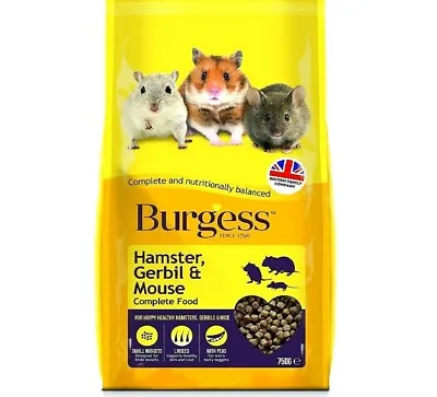 HAMSTER GERBIL & MOUSE - (750g) - Burgess Small Animal Food Bp Dry Nuggets Feed • £4.29