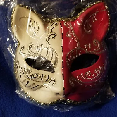 Cat Eye Mask Masquerade Party Venetian Style - Red And Gold Glittery - New! • $22.99