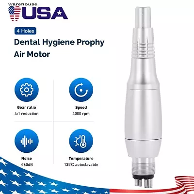 360° Swivel Dental Hygiene Prophy Handpiece Air Motor 4 Holes With 4:1 Nose Cone • $64.99