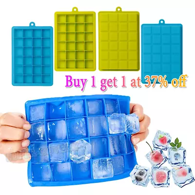 24 Silicone Ice Cube Tray Square Chocolate Ice Freezer Maker Mould Jelly Mold • £2.76