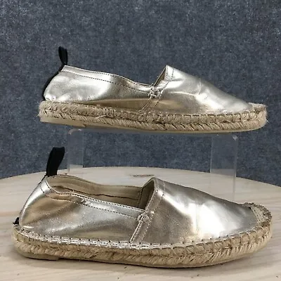 Zara Shoes Womens 36 Casual Slip On Metallic Espadrille Loafer Gold Faux Leather • $25.49