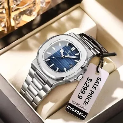Quality Luxury Watch Business Waterproof Male Luminous Stainless Steel Square • $51.48