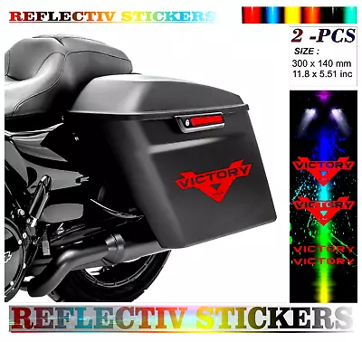 Reflective Victory Motorcycles USA 'V' Stickers / Decals For Saddlebags Cases • $26