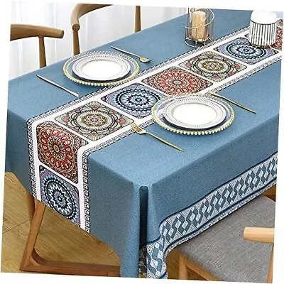 Vinyl Tablecloths Square Tablecloth Waterproof 55 X 55 Inch 4 Seats Blue • $33.58