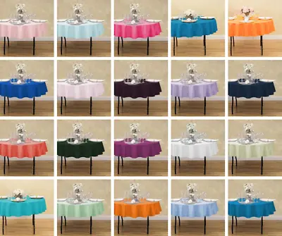 LinenTablecloth 70 In. Round Polyester Tablecloths 30 Colors! Event & Wedding • $11.89