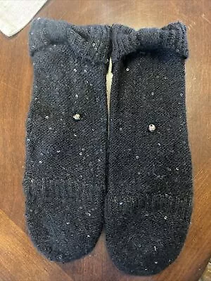 NWOT Kate Spade All Over Sequin Pop Top Mittens Gloves Cosmic Glow Black • $19.99