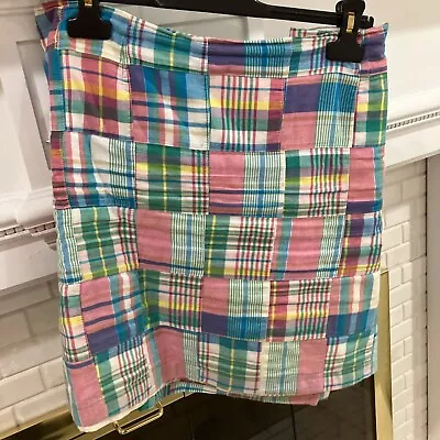 Castaway Multicolor Plaid Patchwork Cotton Skirt 16 Original Madras Trading Co • $40