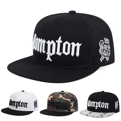 Compton Baseball Cap Snapback Flat Peak Hip Hop Rap Classic Hat Men Women Dance • £9.95